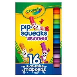 Crayola Pip Squeaks Skinnies Washable Marker Set (16ct), Mini Markers for Toddlers, Thin Coloring Supplies for Kids, Toddler Back to School Essentials