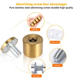 Eagles Sign Holders Standoff Screws,8PCS (1 x1 inch) Wall Standoff Holders Screws Mount Hardware Advertising Glass Acrylic Standoff Stainless Steel Nail, 25x25mm/Gold