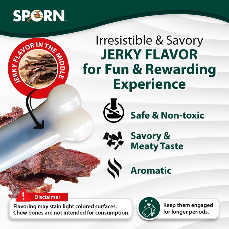 Sporn Marrow Dog Chew Bones for Aggressive Chewers, Jerky Flavor