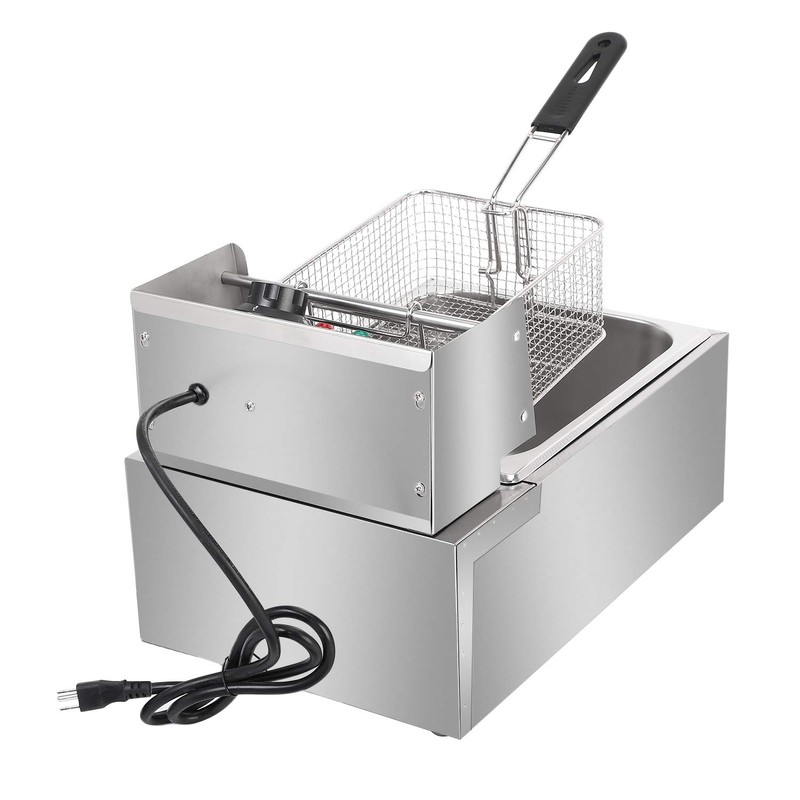 Stainless Steel Deep Fryer, 6.3QT/6L Capacity, 2500W, Temperature Range 140℉-392℉,