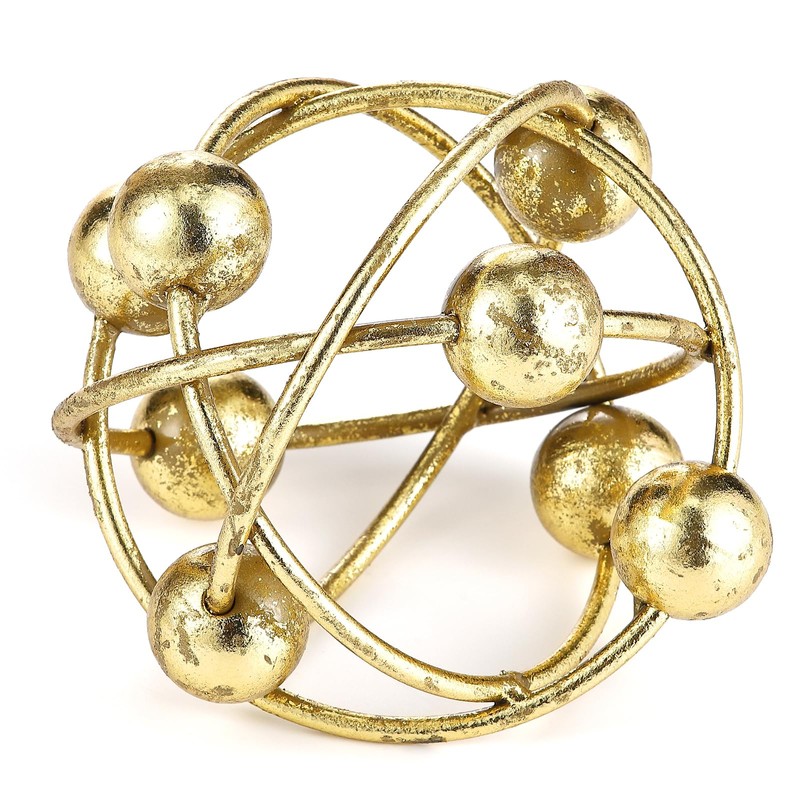 MOCOME 6-inch Metal Round Orbital Sphere with Golden Orbit Balls,
