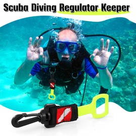 Dawitrly 2 Pack Scuba Diving Regulator Octopus Holder, Octopus Mouthpiece Retainer with Spring Clip, Dive Flag Webbing and Silicone Ring, 2nd Stage Regulator Keeper for Divers and Snorkelers (Yellow)