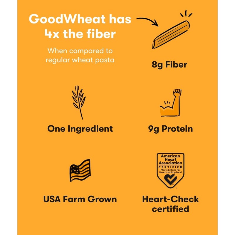 GoodWheat Pasta | 4x the Fiber | 9g Protein |