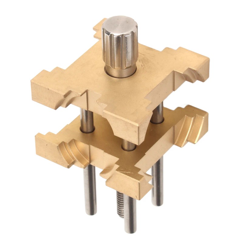 Adjustable Brass Watch Movement Holder with Storage Box