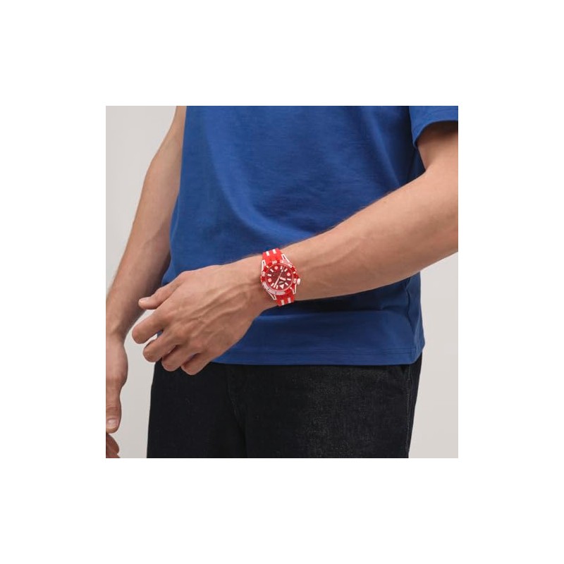 Swatch Unisex Casual Watch Red Quartz Lions Mane