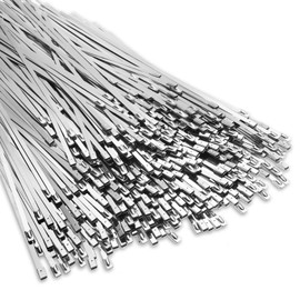 LEIFIDE 500 Pcs Metal Zip Ties 304 Stainless Steel Zip Ties Heavy Duty Self Locking 220 Pound Tensile Strength Cable Suitable for Exhaust Wrapping Fence Outdoor Workshop Canopy(9.8 Inch)