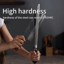 Honing Steel Professional Knife Sharpeners,10 inch Sharpening Steel Honing Rod,High Carbon Sharpening Rod, Fine Lines, High hardness,Wear Resistant, knife sharpening