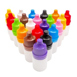 XXUOD 50 PCS 5ml Plastic Squeezable Eye Liquid Dropper Bottles with Childproof Cap