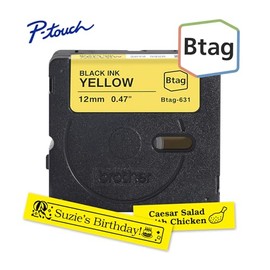 Brother P-Touch Btag BTAG631 - Cinta de etiquetas de color negro sobre amarillo, 12 x 4 m