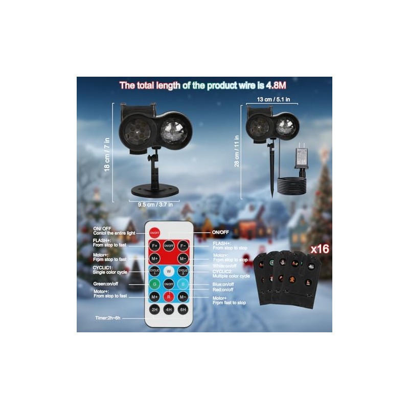 Purplecrystal Proyector Luces LED Navidad Halloween Exterior 64 Patrones