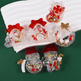 Voyyphixa 6 Pcs 3D Christmas Resin Molds Xmas Resin Shaker Molds with Seal Film Snowflake Snowman Quicksand Silicone Epoxy Casting Moulds for DIY Ornament Charms Pendant Christmas Decoration