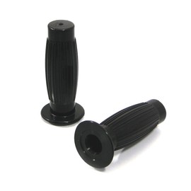 Black Barrel Style Hand Grips fits 7/8" 22mm Motorbike Motorcycle Bars - Cafe Racers & Street Scramblers