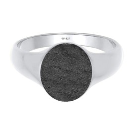 Kuzzoi 0604471420 Men's Signet Ring Oval Matt Blackened Solid 12 mm Wide in 925 Sterling Silver Basic Polished Silver Ring for Men in Ring Size 54 - 66, Sterling Silver