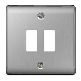 BG Electrical GNBS2 Nexus Metal Brushed Steel 2 Module Frontplate 86mm x 86mm
