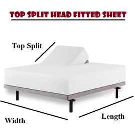 RECCI Flex Top King Size 100% Egyptian Cotton 1000TC - Split Top Sheets for Sleep Number Bed 4 Pcs Flex Head King 34" Top Split Sheets to fit Upto 18" Deep Mattress White Solid