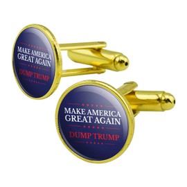 GRAPHICS & MORE Dump Trump Make America Great Again Round Cufflink Set Gold Color