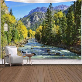 YISURE Tapestry Forest Tapestry XXL Forest Nature Trees Green Pine Tree Landscape Wall Hanging Extra Large Tapestries for Home Office Dorm Decoration 305 x 230 cm