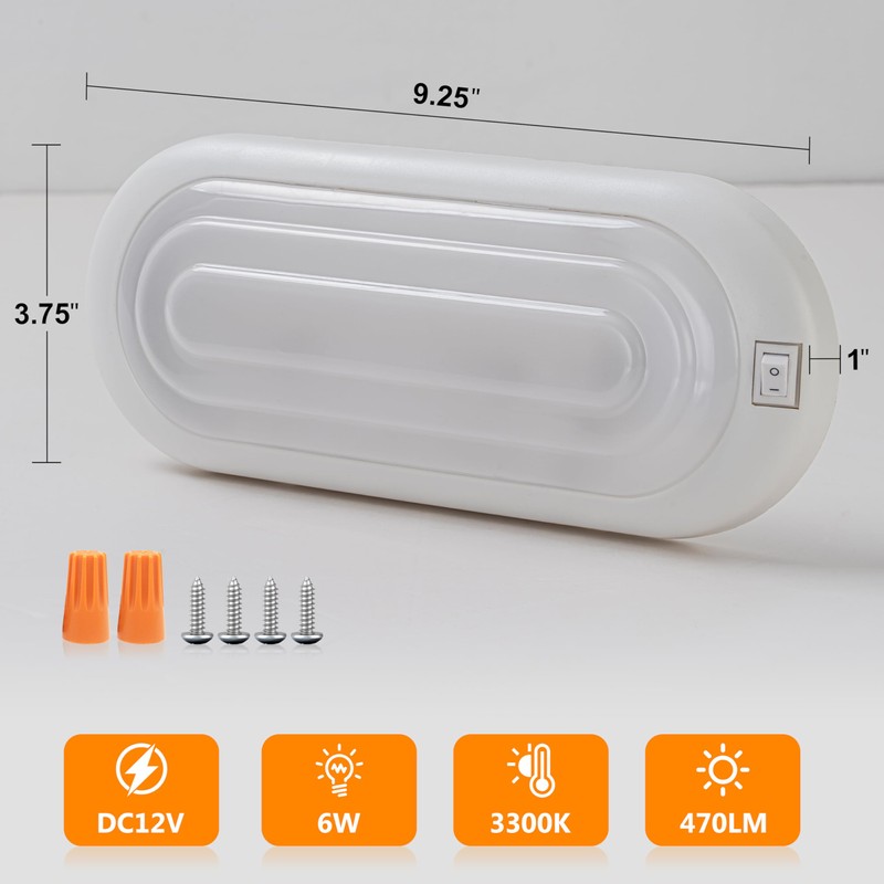 4 Pack DC12V RV Interior Light with ON/Off Switch, 9.25in.