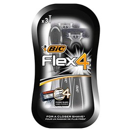 BIC Flex 4 Comfort men's razors with lubricating strip for a smooth and precise shave, Pack of 3 razors