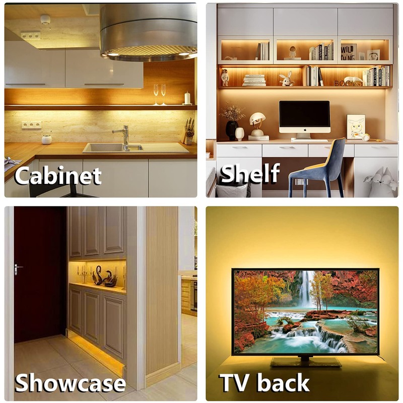 WOBANE Under Cabinet Lighting, 8PCS LED Strip Lights with Remote