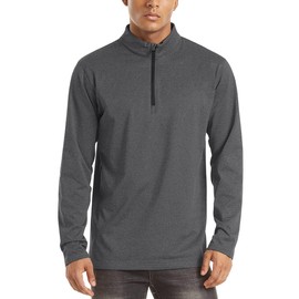 TACVASEN Men's Long Sleeve Pullover Half Zip Fleece Winter Jumper Warm Breathable Sports Sweatshirt with Stand-Up Collar, darkgray