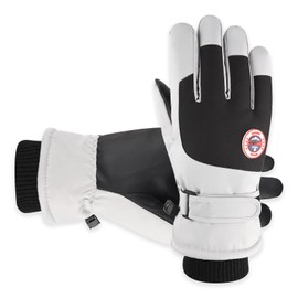 Men's Winter Gloves, Cycling Gloves, Men's Winter, Waterproof Warm Touchscreen Gloves for Men and Women, Ski Gloves, Cycling Gloves for Riding, Running (Men Black and White)