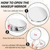 HAPUTDY Portable Compact Metal Folding Makeup Mirrors, Beautiful and Elegant,1X/2X