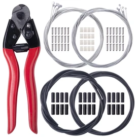87Pcs Bike Brake Cable Kit with Stainless Steel Bike Cable Cutter,Universal Brake Cable and Bike Shifter Cable Housing Set with Bike Cable End Caps,Copper Sleeves and O-Rings for Mountain Road Bike