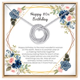 Annamate 80th Birthday Gifts for Women, Sterling Silver 8 Decade Jewelry Gifts Ideas, 80th Birthday Necklace Gifts for Her