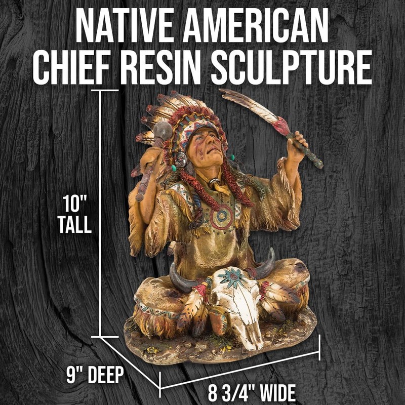United Cutlery Native American Chief Resin Sculpture | Beautiful Home