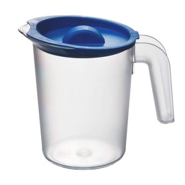 Roltex Small 500ml Plastic Frosted Clear Jug and Blue Lid Reusable Virtually Unbreakable