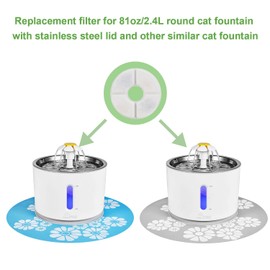 Wonder Creature Cat Water Filter, Cat Fountain Filter Replacement, 8 Round Carbon Filters and 4 Upgraded Sponge Foam Filter for Round Stainless Steel Top Cat Fountain