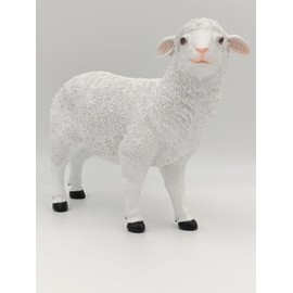 Geschenkestadl Garden Figure Sheep Weatherproof 23 cm High Animal Figure (Natural)