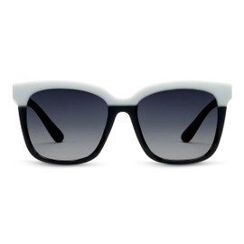 Peepers by PeeperSpecs Women's Frenchy Sun Polarized Square Sunglasses, Black/White, +0.00