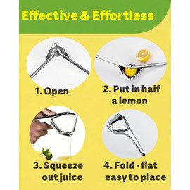iStarcas Lemon Squeezer, Stainless Steel Lemon Juicer, Hand Juicer, Manual Citrus Squeezer, Handheld Squeeze Lemons Citrus Lime Orange (Silver)