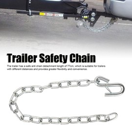 77cm Trailer Safety Chain, 3500lb Capacity, 12mm Hook Thickness, 6.3mm Wire Diameter, Double Spring Clip S Hook Tow Safety Chain Tow Wire Rope for Trailer RV