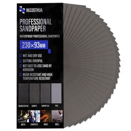 Necosthua - Papel de lija de grano 600, 9 x 3.6 pulgadas, papel de lija grueso seco húmedo para acabado de muebles de madera, papel de lija de metal, papel de lija automotriz