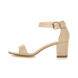 Ajvani Womens Ladies mid Heel peep Toe Buckle Ankle Strap Party Strappy Sandal Size, 8 UK, Nude Matt