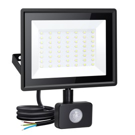 Aigostar Security Lights Outdoor Motion Sensor, 50W PIR Sensor Security Light 4300 Lumens, Black Flood Light, Super Bright Flood Lights Outdoor, IP65 Waterproof Floodlight for Backyard, Garden, Patio