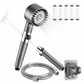 Cabezal de Ducha de Mano Con Filtro y Interruptor, Alta Presión y 4 Modos | Regadera de Telefono para ducha con filtro de Masaje, con soporte ajustabl