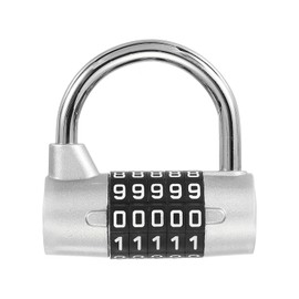 PATIKIL Combination Padlock, 5 Digit Gym Locker Lock Zinc Alloy Password Safety Padlock Keyless for Sports Locker Fence Toolbox Case Drawer, Silver