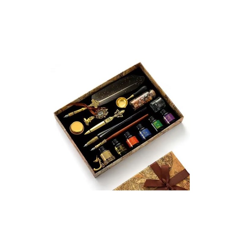Feather Fountain Pen Set for Calligraphy Writing – Retro Style