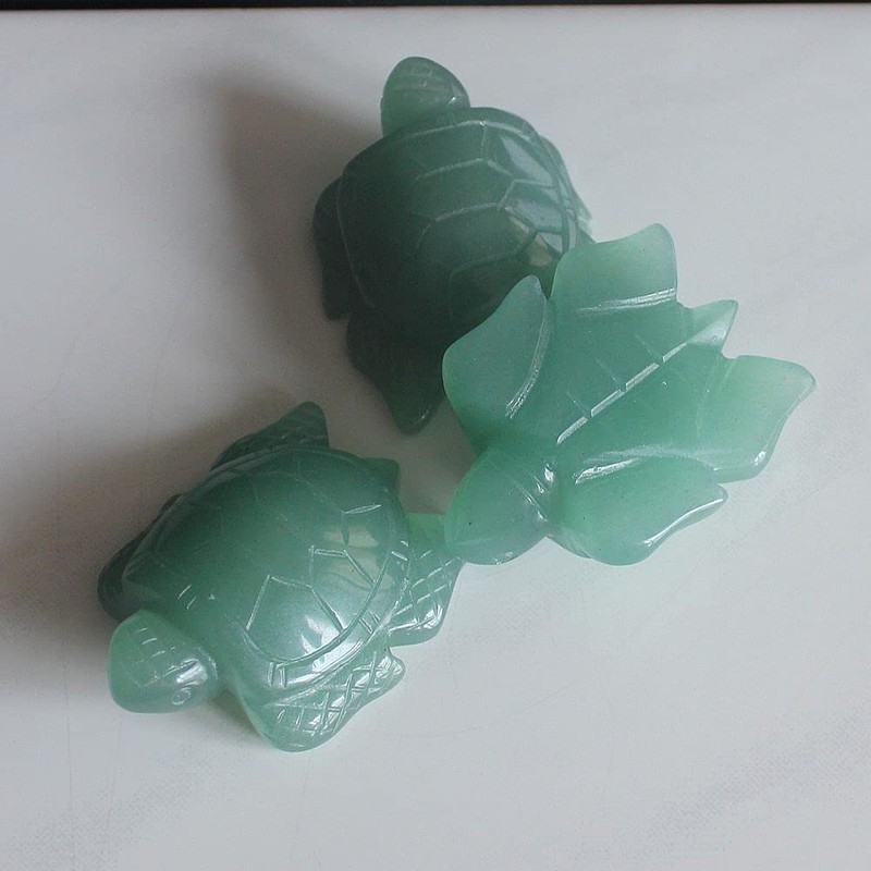2'' Hand Carved Gemstone Crystal sea Turtle Figurine Animal Carving