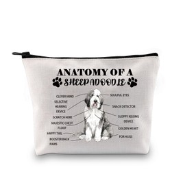 G2TUP Funny Sheepadoodle Gift Anatomy Of Sheepadoodle Makeup Bag Dog Lover Cosmetic Bag Dog Mom Gift Sheepadoodle Lover Gift (Of Sheepadoodle MB)