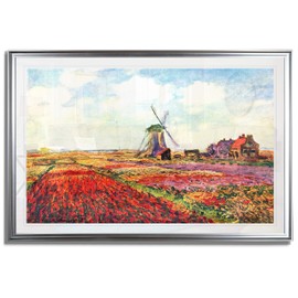 Monet Wall Art Collection Tulips of Holland by Claude Monet Fine Giclee Prints Wall Art in Premium Quality Ready to Hang, 16X22 Framed, Silver Frame