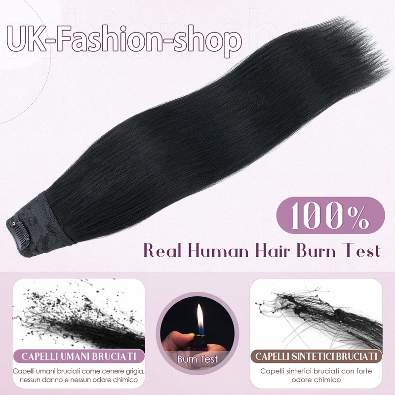Clip Extensions In 100% Remy Human Hair for Women Jet