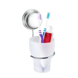 Croydex QM281841 Rust Free Stick 'N' Lock Plus Tumbler & Holder, Silver