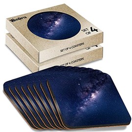 8 x Square Coasters - Centre of the Milky Way Sky Cork Backed MDF Glossy Tea Coffee Accessory #63050