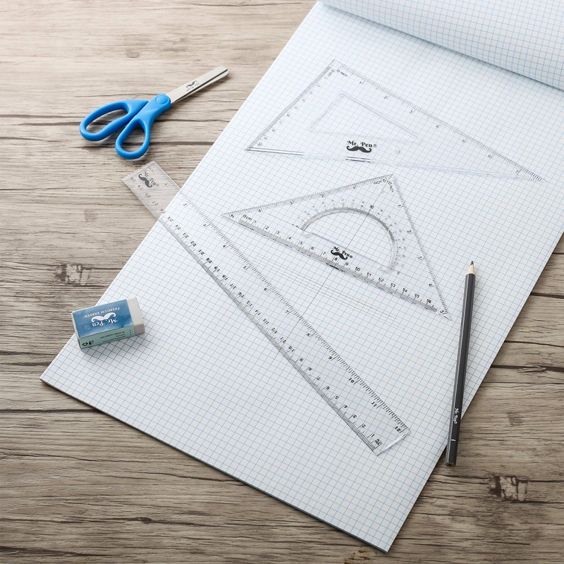 Mr. Pen Triangle Ruler, Protractor, Math Set - 3 Pack,