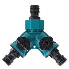 2-Way Valve: Water Distributor for Tap with 26.5 mm (G 3/4 Inch) Thread, for Simultaneous Connection of Two Devices, Both Outlets Adjustable (with Mouth Tea)